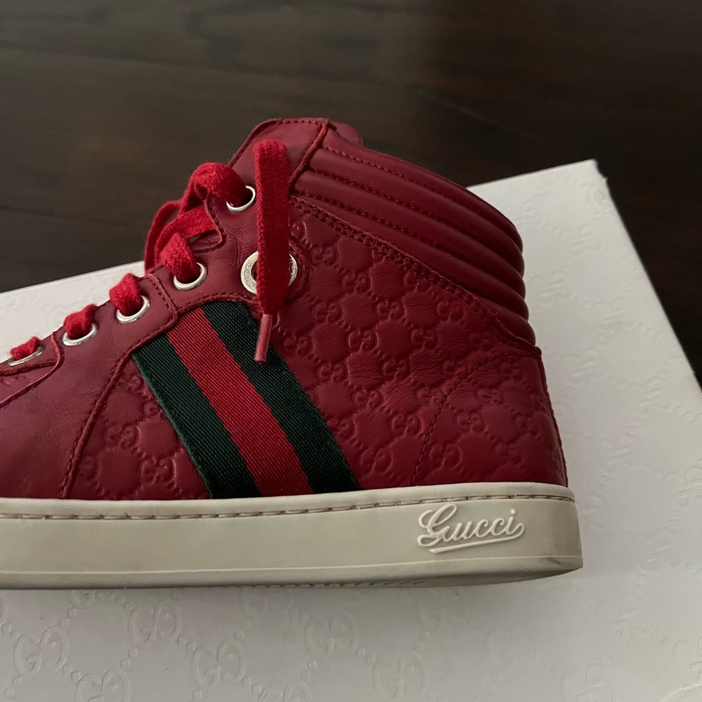 Authentic Gucci Kids Leather High Top Sneakers - Picture 3 of 8